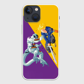 Чехол для iPhone 13 mini с принтом Yellow vs purple в Екатеринбурге,  |  | anime | dragon ball | аниме | анимэ | драгон бал | дрэгон бол | жемчуг дракона