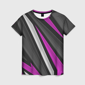 Женская футболка 3D с принтом Спортивные линии в Екатеринбурге, 100% полиэфир ( синтетическое хлопкоподобное полотно) | прямой крой, круглый вырез горловины, длина до линии бедер | color | sport | линии | полоски | спорт | углы