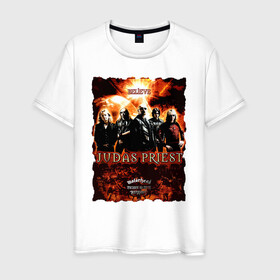 Мужская футболка хлопок с принтом Judas Priest Хард-Рок в Екатеринбурге, 100% хлопок | прямой крой, круглый вырез горловины, длина до линии бедер, слегка спущенное плечо. | judas priest | гленн типтон | йен хилл | роб хэлфорд | скотт трэвис | хард рок | хеви метал