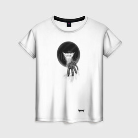 Женская футболка 3D с принтом Yami: cell 3D в Екатеринбурге, 100% полиэфир ( синтетическое хлопкоподобное полотно) | прямой крой, круглый вырез горловины, длина до линии бедер | black | cell | dark | monster | yami | дырка в груди | зубы | клыки | оскал | отверстие в груди | тьма | улыбка
