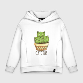 Детское худи Oversize хлопок с принтом Котики Кактусы Catctus в Екатеринбурге, френч-терри — 70% хлопок, 30% полиэстер. Мягкий теплый начес внутри —100% хлопок | боковые карманы, эластичные манжеты и нижняя кромка, капюшон на магнитной кнопке | Тематика изображения на принте: cactus | cat | cats | cute cactus | english words | kitten | kitty | puss | pussy | pussycat | кактус в горшке | киски | кисы | котёнок | котики | коты в виде кактусов | коты кактусы | котята | котята кактусы | котятки | кошечки | кошка | мил