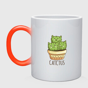 Кружка хамелеон с принтом Котики Кактусы Catctus в Екатеринбурге, керамика | меняет цвет при нагревании, емкость 330 мл | cactus | cat | cats | cute cactus | english words | kitten | kitty | puss | pussy | pussycat | кактус в горшке | киски | кисы | котёнок | котики | коты в виде кактусов | коты кактусы | котята | котята кактусы | котятки | кошечки | кошка | мил