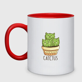 Кружка двухцветная с принтом Котики Кактусы Catctus в Екатеринбурге, керамика | объем — 330 мл, диаметр — 80 мм. Цветная ручка и кайма сверху, в некоторых цветах — вся внутренняя часть | cactus | cat | cats | cute cactus | english words | kitten | kitty | puss | pussy | pussycat | кактус в горшке | киски | кисы | котёнок | котики | коты в виде кактусов | коты кактусы | котята | котята кактусы | котятки | кошечки | кошка | мил