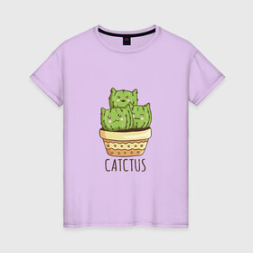 Женская футболка хлопок с принтом Котики Кактусы Catctus в Екатеринбурге, 100% хлопок | прямой крой, круглый вырез горловины, длина до линии бедер, слегка спущенное плечо | Тематика изображения на принте: cactus | cat | cats | cute cactus | english words | kitten | kitty | puss | pussy | pussycat | кактус в горшке | киски | кисы | котёнок | котики | коты в виде кактусов | коты кактусы | котята | котята кактусы | котятки | кошечки | кошка | мил