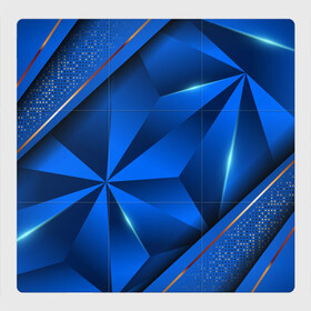 Магнитный плакат 3Х3 с принтом 3D абстрактные фигуры BLUE в Екатеринбурге, Полимерный материал с магнитным слоем | 9 деталей размером 9*9 см | 3d | 3д | luxury | versace | vip | абстракция | блеск | блестки | версаче | вип | паттерн | роскошь | соты | текстуры