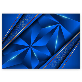 Поздравительная открытка с принтом 3D абстрактные фигуры BLUE в Екатеринбурге, 100% бумага | плотность бумаги 280 г/м2, матовая, на обратной стороне линовка и место для марки
 | 3d | 3д | luxury | versace | vip | абстракция | блеск | блестки | версаче | вип | паттерн | роскошь | соты | текстуры