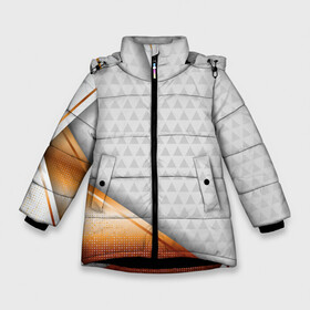 Зимняя куртка для девочек 3D с принтом 3D WHITE & GOLD ABSTRACT в Екатеринбурге, ткань верха — 100% полиэстер; подклад — 100% полиэстер, утеплитель — 100% полиэстер. | длина ниже бедра, удлиненная спинка, воротник стойка и отстегивающийся капюшон. Есть боковые карманы с листочкой на кнопках, утяжки по низу изделия и внутренний карман на молнии. 

Предусмотрены светоотражающий принт на спинке, радужный светоотражающий элемент на пуллере молнии и на резинке для утяжки. | Тематика изображения на принте: 3d | 3д | luxury | versace | vip | абстракция | блеск | блестки | версаче | вип | паттерн | роскошь | соты | текстуры