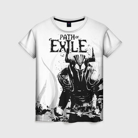 Женская футболка 3D с принтом PATCH OF EXILE WARRIOR в Екатеринбурге, 100% полиэфир ( синтетическое хлопкоподобное полотно) | прямой крой, круглый вырез горловины, длина до линии бедер | dota | game | path of exile | войн | дота | игра | ммо | монстр | патч оф экзайл | рыцарь