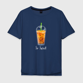 Мужская футболка хлопок Oversize с принтом Коктейль в Екатеринбурге, 100% хлопок | свободный крой, круглый ворот, “спинка” длиннее передней части | sweet | коктейль | надпись | напиток | сладкое