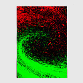 Постер с принтом КРАСНАЯ И ЗЕЛЕНАЯ КРАСКА в Екатеринбурге, 100% бумага
 | бумага, плотность 150 мг. Матовая, но за счет высокого коэффициента гладкости имеет небольшой блеск и дает на свету блики, но в отличии от глянцевой бумаги не покрыта лаком | tegunvteg | брызги | зеленая | краска | красная | неон
