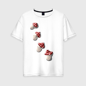 Женская футболка хлопок Oversize с принтом Гриб в Екатеринбурге, 100% хлопок | свободный крой, круглый ворот, спущенный рукав, длина до линии бедер
 | 2d | fly | happy | веселье | настроение | позитив | полет | природа | прыжок | счастье