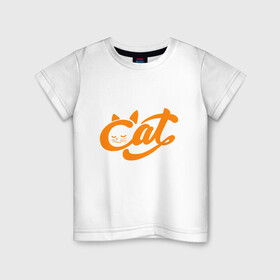 Детская футболка хлопок с принтом Кот - Cat в Екатеринбурге, 100% хлопок | круглый вырез горловины, полуприлегающий силуэт, длина до линии бедер | animal | cat | cute | kitty | meow | друг | животные | киска | китти | кот | котенок | котик | котэ | кошечка | кошка | милый | мур | мяу | питомец | тигр