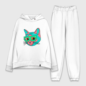 Женский костюм хлопок Oversize с принтом Hipster Cat в Екатеринбурге,  |  | animal | cat | cute | kitty | meow | друг | животные | киска | китти | кот | котенок | котик | котэ | кошечка | кошка | милый | мур | мяу | питомец | тигр