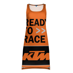 Платье-майка 3D с принтом KTM | READY TO RACE (Z) в Екатеринбурге, 100% полиэстер | полуприлегающий силуэт, широкие бретели, круглый вырез горловины, удлиненный подол сзади. | enduro | ktm | moto | moto sport | motocycle | sportmotorcycle | ктм | мото | мото спорт | мотоспорт | спорт мото