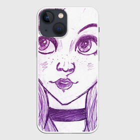 Чехол для iPhone 13 mini с принтом девушка с чокером в Екатеринбурге,  |  | art | color | creator | digital | illustration | illustrator | marker | meow | monster | paint | watercolor | woman | акварель | арт | девушка | диджитал | иллюстрация | карандаш | краски | маркеры | монстр | няша | няшный | поп | рисунок | создание | тво