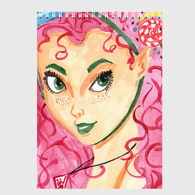 Скетчбук с принтом Мисс чай в Екатеринбурге, 100% бумага
 | 48 листов, плотность листов — 100 г/м2, плотность картонной обложки — 250 г/м2. Листы скреплены сверху удобной пружинной спиралью | art | color | creator | digital | illustration | illustrator | marker | meow | monster | paint | watercolor | woman | акварель | арт | девушка | диджитал | иллюстрация | карандаш | краски | маркеры | монстр | няша | няшный | поп | рисунок | создание | тво