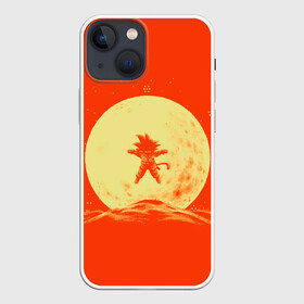 Чехол для iPhone 13 mini с принтом Гоку и луна в Екатеринбурге,  |  | Тематика изображения на принте: anime | dragon ball | moon | аниме | анимэ | драгон бал | дрэгон бол | жемчуг дракона | луна