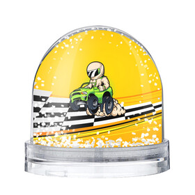 Снежный шар с принтом Мультяшный гонщик на джипе в Екатеринбурге, Пластик | Изображение внутри шара печатается на глянцевой фотобумаге с двух сторон | race | racer | водитель | водителю | гонка | гонщик | джип | мультик | мультяшный