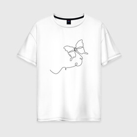 Женская футболка хлопок Oversize с принтом Бабочка в Екатеринбурге, 100% хлопок | свободный крой, круглый ворот, спущенный рукав, длина до линии бедер
 | Тематика изображения на принте: butterfly | бабочка | слитная бабочка