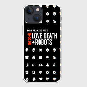 Чехол для iPhone 13 mini с принтом LOVE DEATH + ROBOTS в Екатеринбурге,  |  | love death + robots | love death + robots print | netflix | robots | tv series | лого love death + robots | любовь | надпись love death + robots | принт love death + robots | роботы | сериал