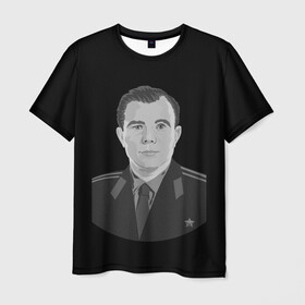 Мужская футболка 3D с принтом Юрий Алексеевич Гагарин в Екатеринбурге, 100% полиэфир | прямой крой, круглый вырез горловины, длина до линии бедер | восток | дизайн логотипа | космический корабль | космодром байконур | космонавт | юрий ночь
