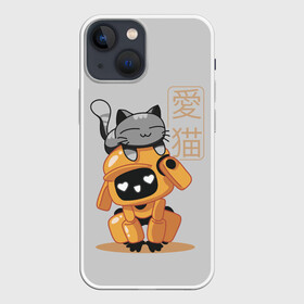 Чехол для iPhone 13 mini с принтом Cat and Robot (ЛСР) в Екатеринбурге,  |  | cat | cats | death | ldr | logo | love | netflix | robots | анимация | кино | кот | котёнок | кошка | лого | лср | любовь | нетфликс | роботы | сериал