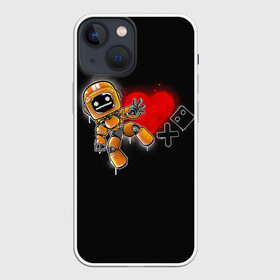 Чехол для iPhone 13 mini с принтом K VRC | Love Death and Robots в Екатеринбурге,  |  | Тематика изображения на принте: death | heart | hearts | k vrc | ldr | logo | love | netflix | robots | smile | анимация | кино | лого | лср | любовь | нетфликс | роботы | сердце | сериал | смайл | смайлик