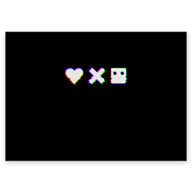 Поздравительная открытка с принтом Love Death and Robots (Glitch) в Екатеринбурге, 100% бумага | плотность бумаги 280 г/м2, матовая, на обратной стороне линовка и место для марки
 | death | glitch | heart | ldr | logo | love | netflix | robots | smile | анимация | глитч | глич | кино | лого | лср | любовь | нетфликс | роботы | сердце | сериал | смайл | смайлик