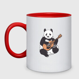 Кружка двухцветная с принтом Панда гитарист | Panda Guitar в Екатеринбурге, керамика | объем — 330 мл, диаметр — 80 мм. Цветная ручка и кайма сверху, в некоторых цветах — вся внутренняя часть | Тематика изображения на принте: acoustic | bear | bears | china | chineese panda | guitarist | music | акустическая гитара | гитара | китай | китайская панда | косолапый | медведь | медвежонок | милая панда | мишка | музыка | музыкант | пандочка | пандочки