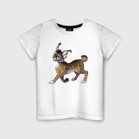 Детская футболка хлопок с принтом Мультяшная рысь в Екатеринбурге, 100% хлопок | круглый вырез горловины, полуприлегающий силуэт, длина до линии бедер | Тематика изображения на принте: furry | lynx | животные | кошки | мультфильмы | рысь | хищники