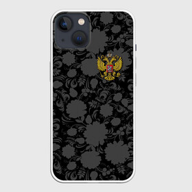 Чехол для iPhone 13 с принтом Герб России Хохлома в Екатеринбурге,  |  | country | eagle | russia | герб | двуглавый | орел | россия | страна | флаг | хохлома