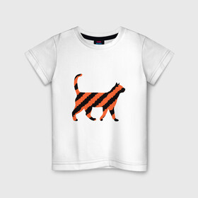 Детская футболка хлопок с принтом Black-Orange Cat в Екатеринбурге, 100% хлопок | круглый вырез горловины, полуприлегающий силуэт, длина до линии бедер | animal | cat | cute | kitty | meow | друг | животные | киска | китти | кот | котенок | котик | котэ | кошечка | кошка | милый | мур | мяу | питомец | тигр