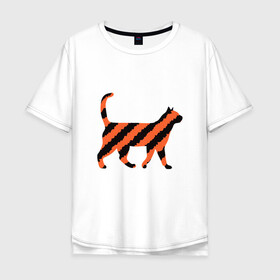 Мужская футболка хлопок Oversize с принтом Black-Orange Cat в Екатеринбурге, 100% хлопок | свободный крой, круглый ворот, “спинка” длиннее передней части | animal | cat | cute | kitty | meow | друг | животные | киска | китти | кот | котенок | котик | котэ | кошечка | кошка | милый | мур | мяу | питомец | тигр