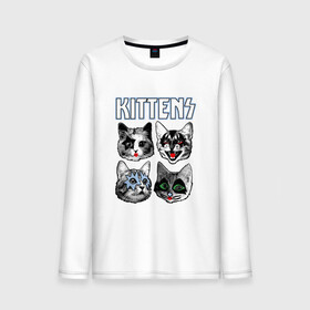 Мужской лонгслив хлопок с принтом Kittens в Екатеринбурге, 100% хлопок |  | animal | cat | cute | kiss | kitty | meow | rock | гитара | друг | животные | киска | кисс | китти | кот | котенок | котик | котэ | кошечка | кошка | метал | милый | музыка | мур | мяу | питомец | рок | тигр