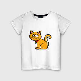 Детская футболка хлопок с принтом Котофей в Екатеринбурге, 100% хлопок | круглый вырез горловины, полуприлегающий силуэт, длина до линии бедер | animal | cat | cute | kitty | meow | друг | животные | киска | китти | кот | котенок | котик | котэ | кошечка | кошка | милый | мур | мяу | питомец | тигр