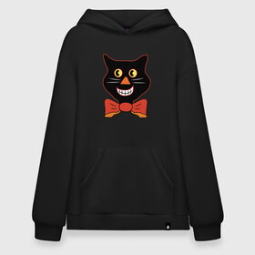 Худи SuperOversize хлопок с принтом Smiling Cat в Екатеринбурге, 70% хлопок, 30% полиэстер, мягкий начес внутри | карман-кенгуру, эластичная резинка на манжетах и по нижней кромке, двухслойный капюшон
 | animal | cat | cute | kitty | meow | друг | животные | киска | китти | кот | котенок | котик | котэ | кошечка | кошка | милый | мур | мяу | питомец | тигр