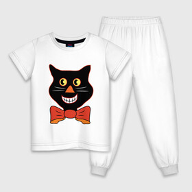 Детская пижама хлопок с принтом Smiling Cat в Екатеринбурге, 100% хлопок |  брюки и футболка прямого кроя, без карманов, на брюках мягкая резинка на поясе и по низу штанин
 | animal | cat | cute | kitty | meow | друг | животные | киска | китти | кот | котенок | котик | котэ | кошечка | кошка | милый | мур | мяу | питомец | тигр