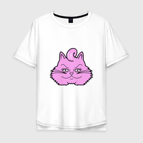 Мужская футболка хлопок Oversize с принтом Pink Cat в Екатеринбурге, 100% хлопок | свободный крой, круглый ворот, “спинка” длиннее передней части | animal | cat | cute | kitty | meow | друг | животные | киска | китти | кот | котенок | котик | котэ | кошечка | кошка | милый | мур | мяу | питомец | тигр
