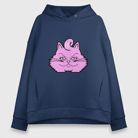 Женское худи Oversize хлопок с принтом Pink Cat в Екатеринбурге, френч-терри — 70% хлопок, 30% полиэстер. Мягкий теплый начес внутри —100% хлопок | боковые карманы, эластичные манжеты и нижняя кромка, капюшон на магнитной кнопке | animal | cat | cute | kitty | meow | друг | животные | киска | китти | кот | котенок | котик | котэ | кошечка | кошка | милый | мур | мяу | питомец | тигр