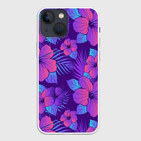 Чехол для iPhone 13 mini с принтом Узор Неоновый Гибискус в Екатеринбурге,  |  | art | bouquet of flowers | floral | garden | gardening | hibiscus | neon | pattern | арт | ботаника | букет цветов | букеты | гигантские цветы | домашние цветы | каркаде | паттерн | рисунок цветов | садовод | садоводство