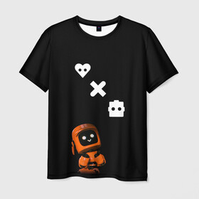 Мужская футболка 3D с принтом Милый робот в Екатеринбурге, 100% полиэфир | прямой крой, круглый вырез горловины, длина до линии бедер | netflix | любовь | роботы | сериал