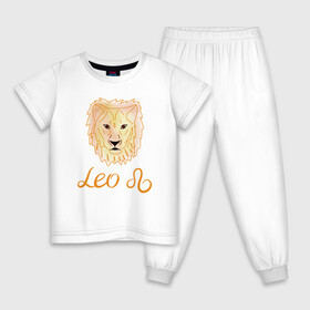 Детская пижама хлопок с принтом Лев знак зодиака голова льва в Екатеринбурге, 100% хлопок |  брюки и футболка прямого кроя, без карманов, на брюках мягкая резинка на поясе и по низу штанин
 | Тематика изображения на принте: акварель | голова льва | желтый | знак зодиака | лев | оранжевый