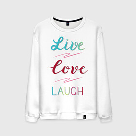 Мужской свитшот хлопок с принтом Live love laugh Живи люби в Екатеринбурге, 100% хлопок |  | laugh | live | love | живи | зеленый | красный | леттеринг | люби | розовый | смейся