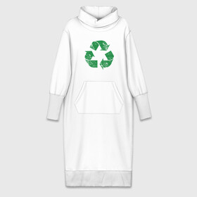 Платье удлиненное хлопок с принтом значок переработки экология в Екатеринбурге,  |  | зеленые стрелочки | знак | значок переработки | ответсвенность | сортировка мусора | треугольник | экоактивист | экология
