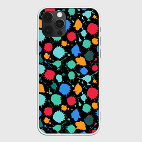 Чехол для iPhone 12 Pro с принтом Брызги красок в Екатеринбурге, силикон | область печати: задняя сторона чехла, без боковых панелей | брызги | краски | палитра | пятна | радуга | текстура | цвет | яркое