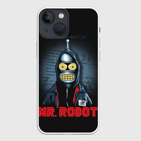 Чехол для iPhone 13 mini с принтом Bender x mr robot в Екатеринбурге,  |  | bender | futurama | mr robot | planet express | бендер | мистер робот | мульт | мультфильм | планетный экспресс | туранга лила | филипп джэй фрай | футурама