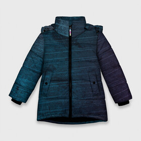 Зимняя куртка для девочек 3D с принтом Texture Blue Ripples в Екатеринбурге, ткань верха — 100% полиэстер; подклад — 100% полиэстер, утеплитель — 100% полиэстер. | длина ниже бедра, удлиненная спинка, воротник стойка и отстегивающийся капюшон. Есть боковые карманы с листочкой на кнопках, утяжки по низу изделия и внутренний карман на молнии. 

Предусмотрены светоотражающий принт на спинке, радужный светоотражающий элемент на пуллере молнии и на резинке для утяжки. | background | blue | dark | gradient | lines | paints | purple | red | ripples | spot | spots | stripes | texture | waves | волны | голубая | градиент | краски | красный | линии | полосы | пятна | пятно | рябь | текстура | темная | тьма | фиолето