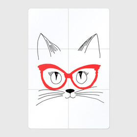 Магнитный плакат 2Х3 с принтом Киса в очках в Екатеринбурге, Полимерный материал с магнитным слоем | 6 деталей размером 9*9 см | Тематика изображения на принте: киса | котенок | котик | кошка в очках | очки