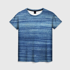Женская футболка 3D с принтом Texture. Denim в Екатеринбурге, 100% полиэфир ( синтетическое хлопкоподобное полотно) | прямой крой, круглый вырез горловины, длина до линии бедер | background | blue | dark | denim | gradient | ice | jeans | paints | ripples | spot | spots | stripes | texture | white | белый | градиент | джинсы | лед | линии | полосы | пятна | пятно | светлый | синий | текстура | темная | ткань | тьма | фон