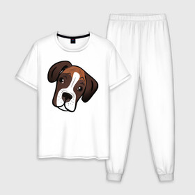 Мужская пижама хлопок с принтом Боксер в Екатеринбурге, 100% хлопок | брюки и футболка прямого кроя, без карманов, на брюках мягкая резинка на поясе и по низу штанин
 | лучший друг человека | немецкий боксер | собака